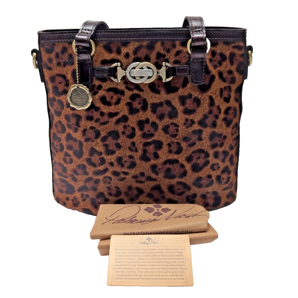 NEW Patricia Nash Lundy Convertible Crossbody Tote Bag Leopard Calf Hair‎ NWOT